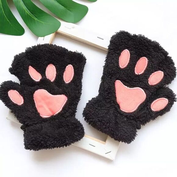 🆕Black Fingerless Cat Paw Gloves - Picture 7 of 10
